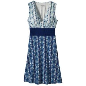 Patagonia Margot Dress Organic Cotton Blue Leaf Print Medium
